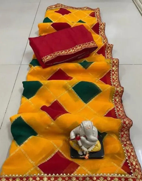 Bandhani-saree-checked